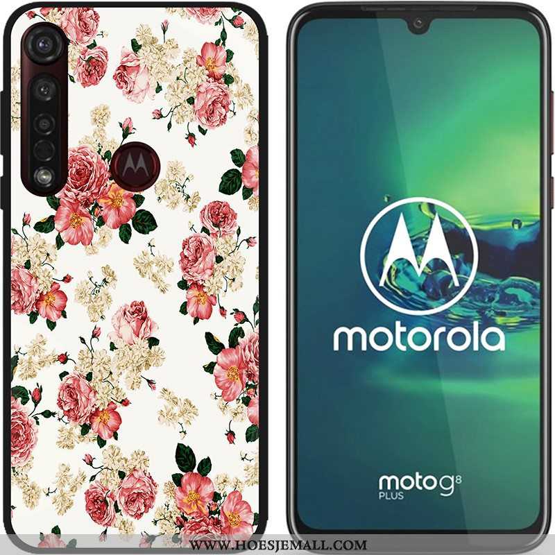 Hoesje Moto G8 Plus Zacht Schrobben Hete Verkoop Pu Spotprent Zwart Scheppend Blauwe