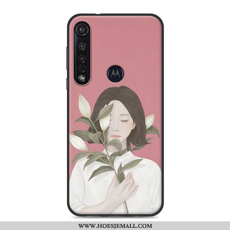 Hoesje Moto G8 Plus Zacht Kunst Mobiele Telefoon Vers Mini Hoes Roze