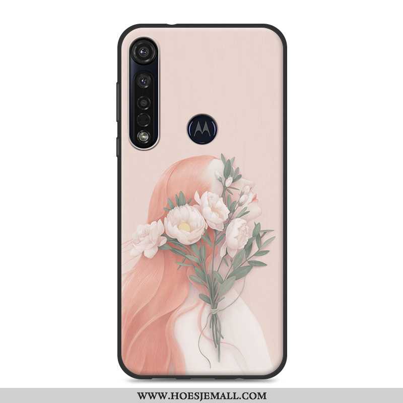 Hoesje Moto G8 Plus Zacht Kunst Mobiele Telefoon Vers Mini Hoes Roze