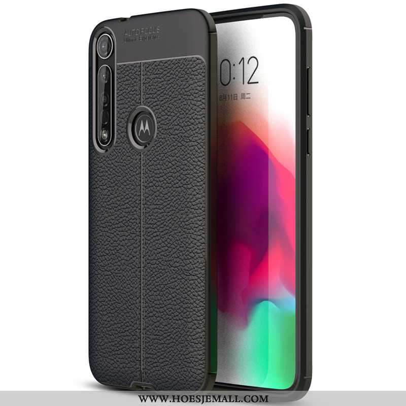 Hoes Moto G8 Plus Leer Patroon All Inclusive Eenvoudige Mobiele Telefoon Zacht Bescherming Rood