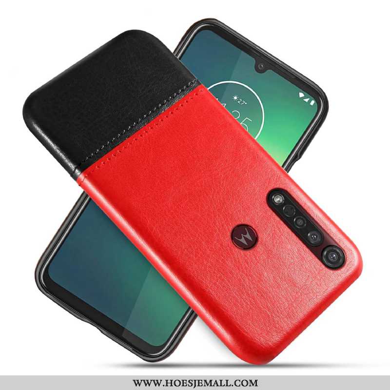 Hoes Moto G8 Plus Scheppend Bescherming Twee Kleuren Leren Hoesje Bedrijf Blauw Mobiele Telefoon Bla