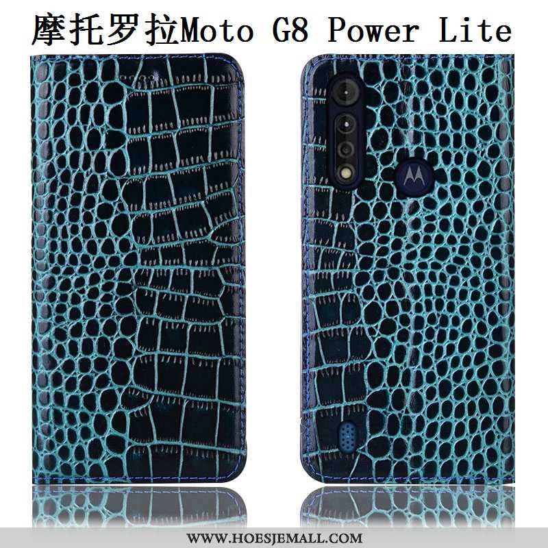 Hoesje Moto G8 Power Lite Echt Leer Patroon Anti-fall Folio Bescherming Mobiele Telefoon Bruin