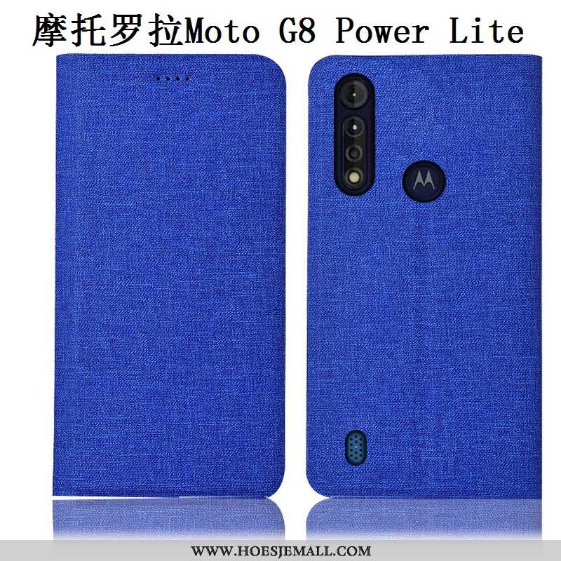 Hoes Moto G8 Power Lite Leren Hoesje Katoen En Linnen Anti-fall Mobiele Telefoon All Inclusive Roze