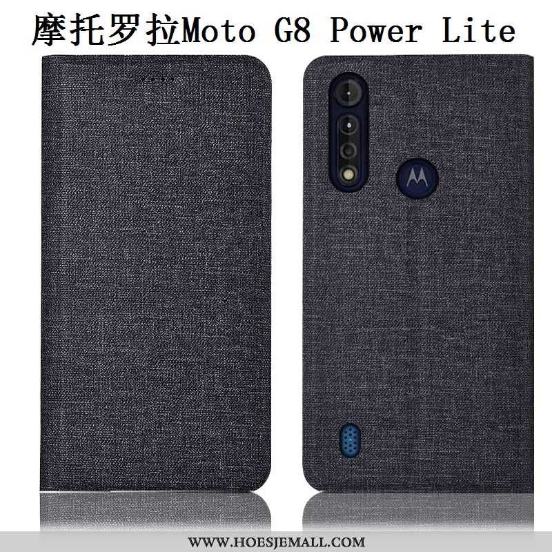 Hoes Moto G8 Power Lite Leren Hoesje Katoen En Linnen Anti-fall Mobiele Telefoon All Inclusive Roze