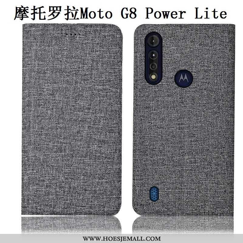 Hoes Moto G8 Power Lite Leren Hoesje Katoen En Linnen Anti-fall Mobiele Telefoon All Inclusive Roze