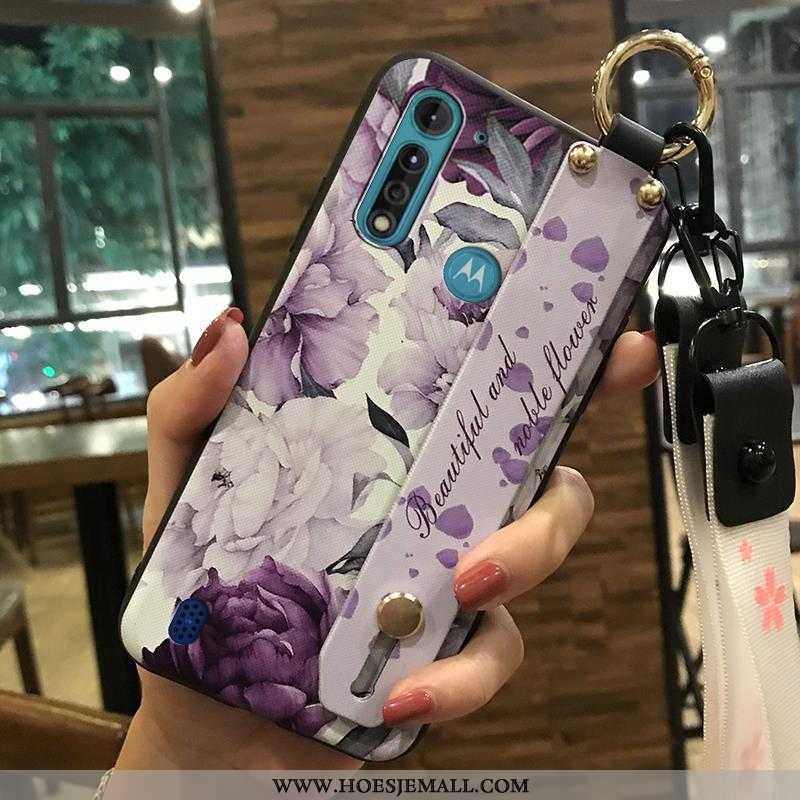 Hoesje Moto G8 Power Lite Trend Zacht Hoes Bloemen Mobiele Telefoon Roze