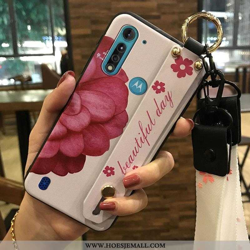 Hoesje Moto G8 Power Lite Trend Zacht Hoes Bloemen Mobiele Telefoon Roze