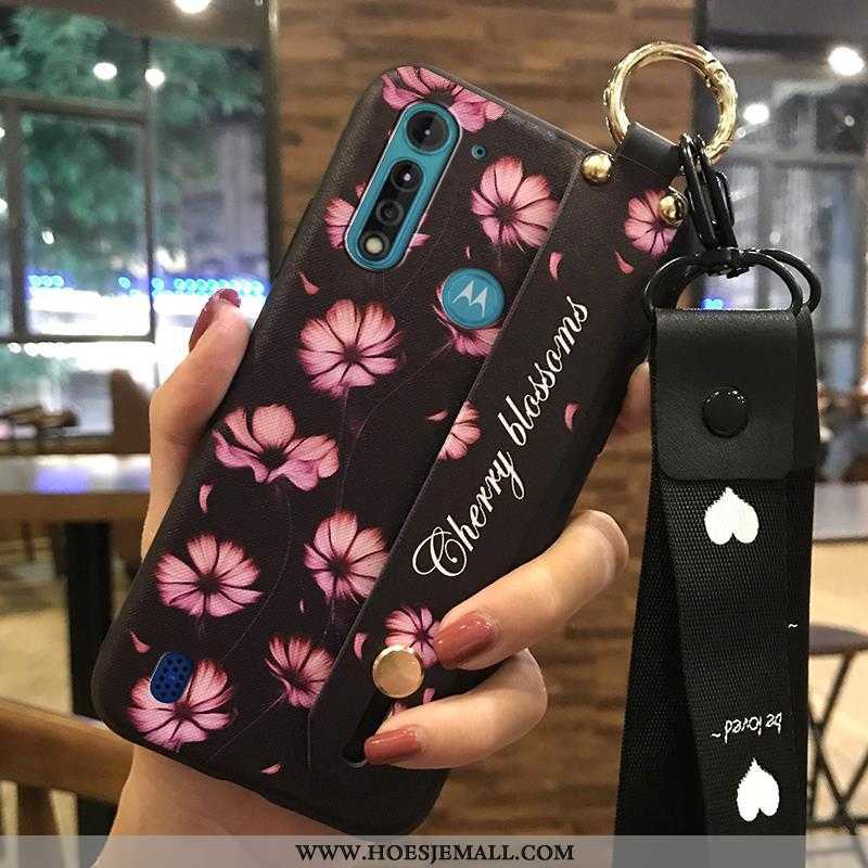 Hoesje Moto G8 Power Lite Trend Zacht Hoes Bloemen Mobiele Telefoon Roze