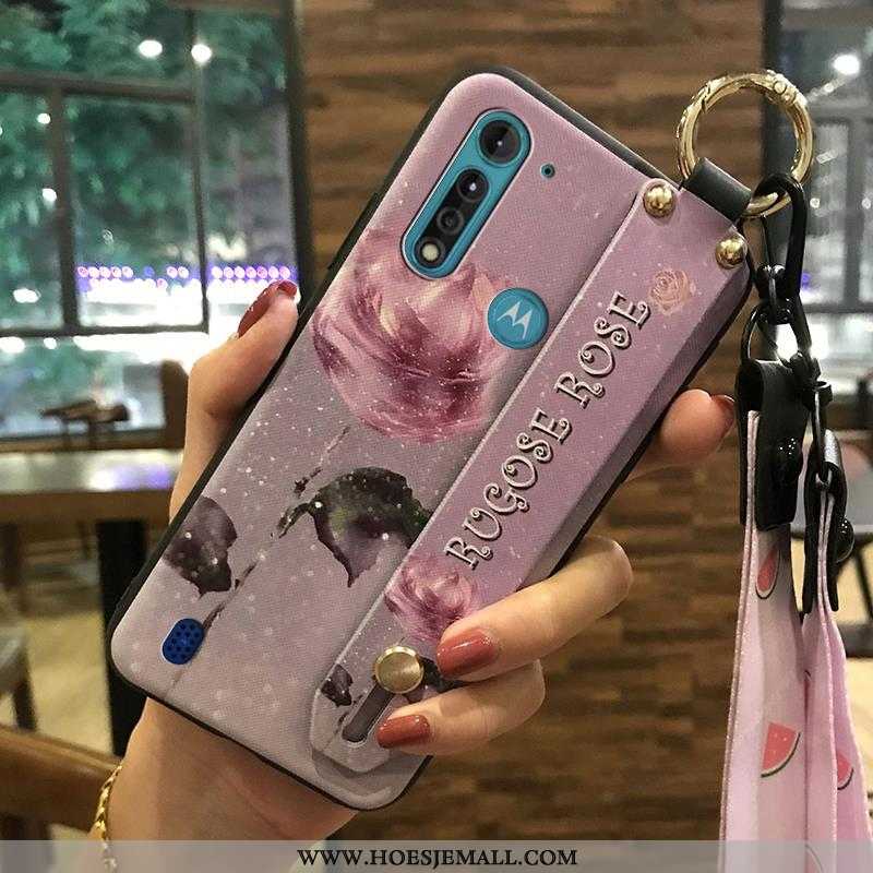 Hoesje Moto G8 Power Lite Trend Zacht Hoes Bloemen Mobiele Telefoon Roze