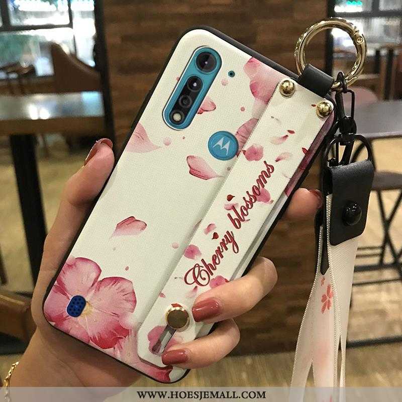 Hoesje Moto G8 Power Lite Trend Zacht Hoes Bloemen Mobiele Telefoon Roze