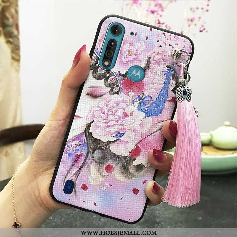 Hoesje Moto G8 Power Lite Siliconen Bescherming Hoes Trend Roze Wind