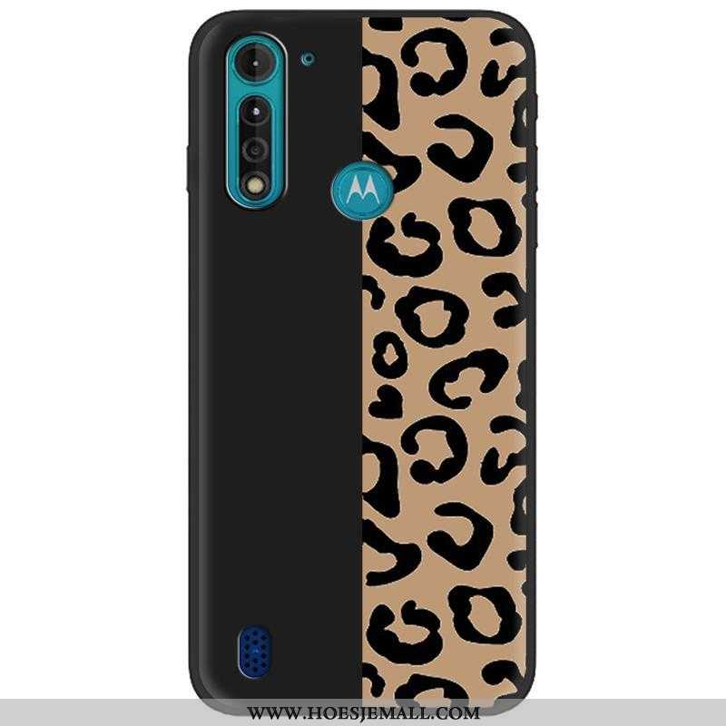 Hoes Moto G8 Power Lite Scheppend Spotprent Zwart Camouflage Hoesje Pu Mobiele Telefoon