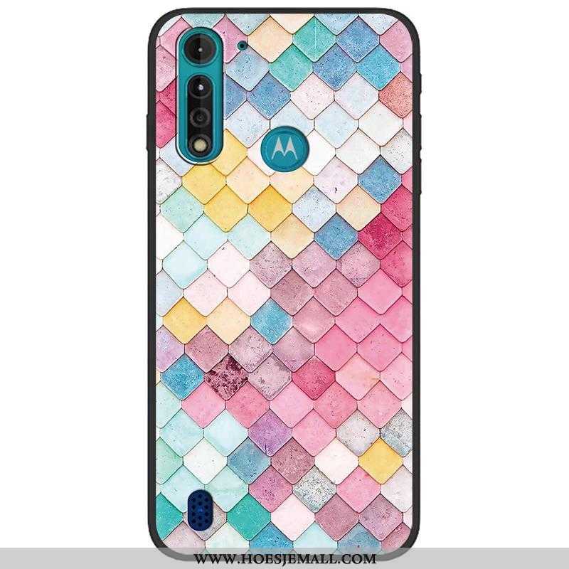 Hoes Moto G8 Power Lite Scheppend Spotprent Zwart Camouflage Hoesje Pu Mobiele Telefoon