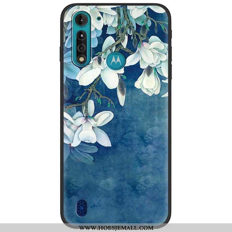 Hoes Moto G8 Power Lite Scheppend Spotprent Zwart Camouflage Hoesje Pu Mobiele Telefoon