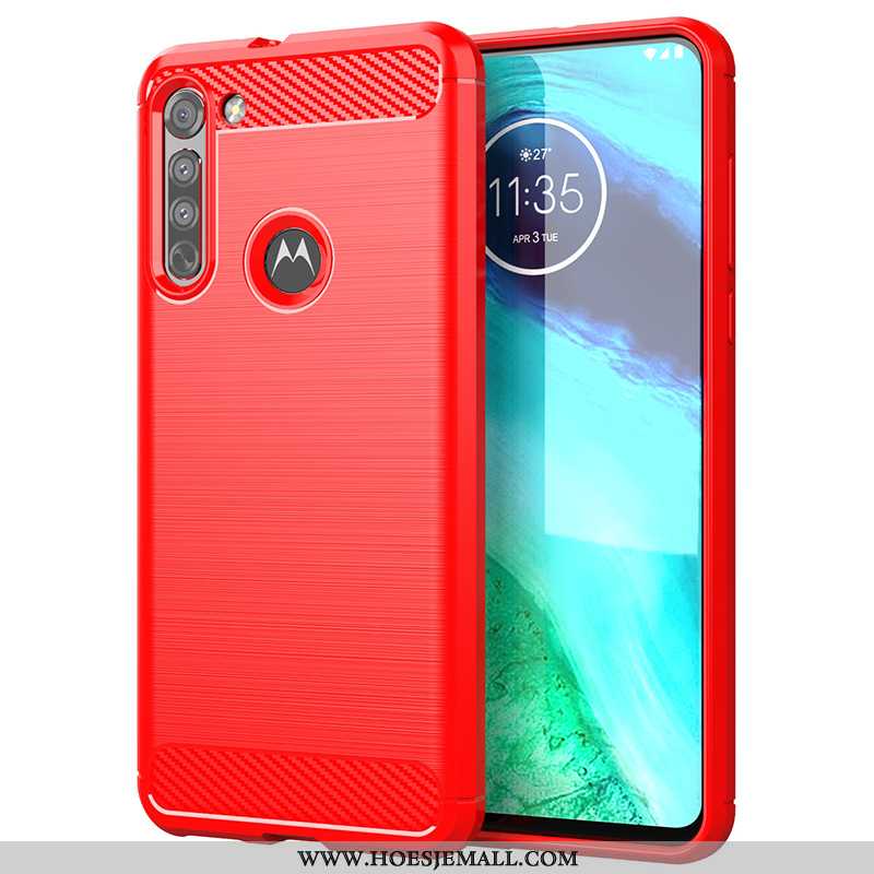 Hoes Moto G8 Power Lite Bescherming Siliconen Rood Hoesje Mobiele Telefoon