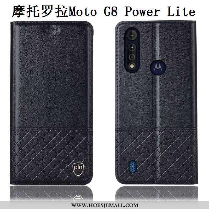 Hoesje Moto G8 Power Lite Echt Leer Leren Anti-fall Mobiele Telefoon Rood