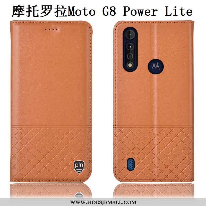 Hoesje Moto G8 Power Lite Echt Leer Leren Anti-fall Mobiele Telefoon Rood