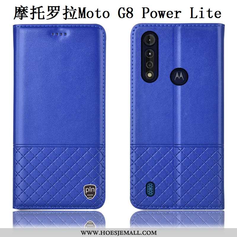 Hoesje Moto G8 Power Lite Echt Leer Leren Anti-fall Mobiele Telefoon Rood