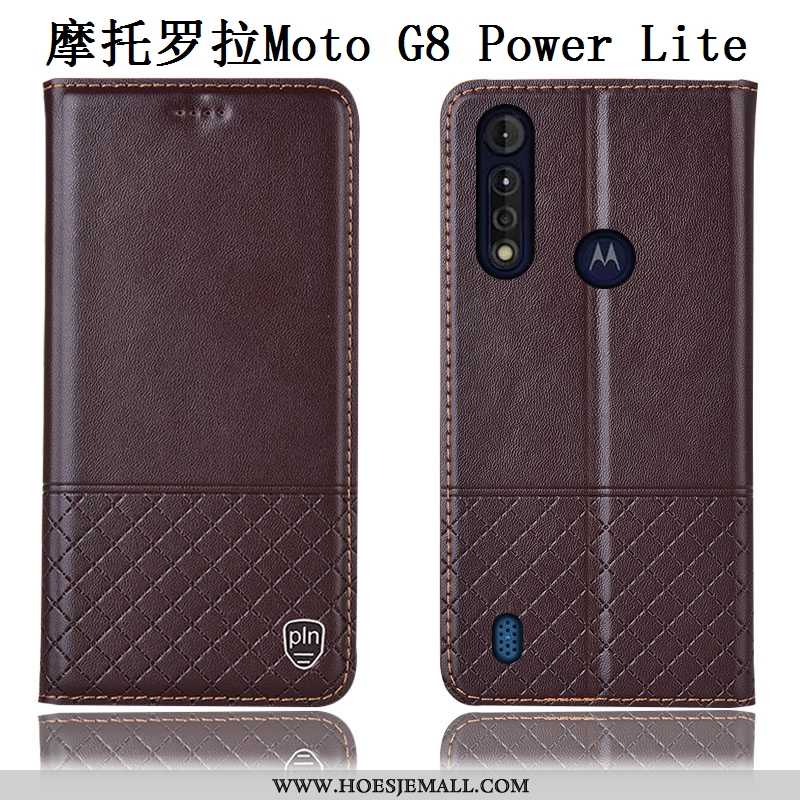 Hoesje Moto G8 Power Lite Echt Leer Leren Anti-fall Mobiele Telefoon Rood