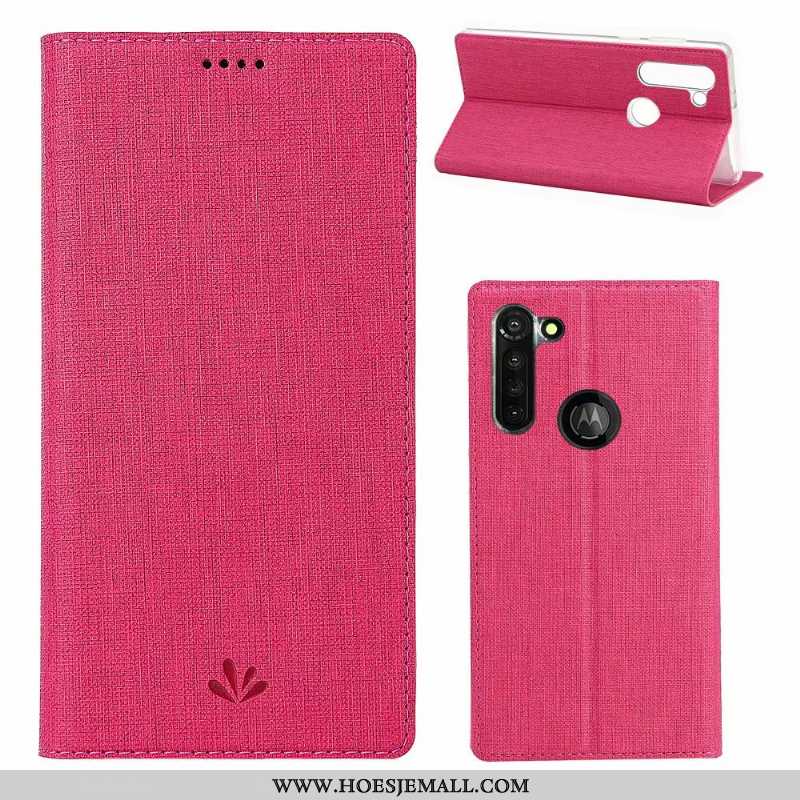 Hoesje Moto G8 Power Leer Patroon Mobiele Telefoon Doek Grijs Kaart