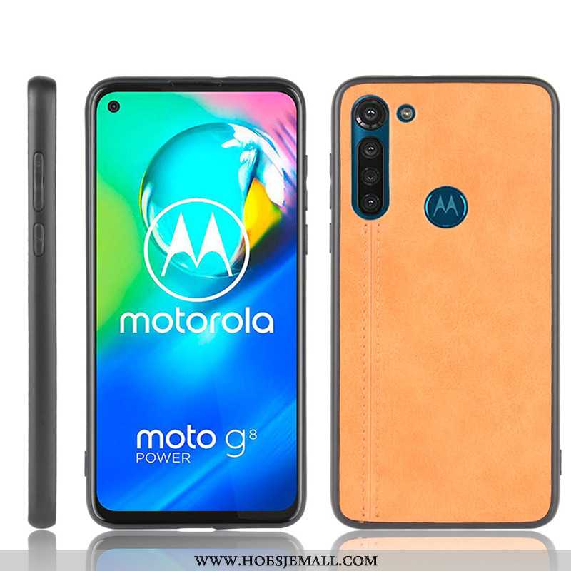 Hoesje Moto G8 Power Patroon Bescherming Mobiele Telefoon Rood Koe Hoes