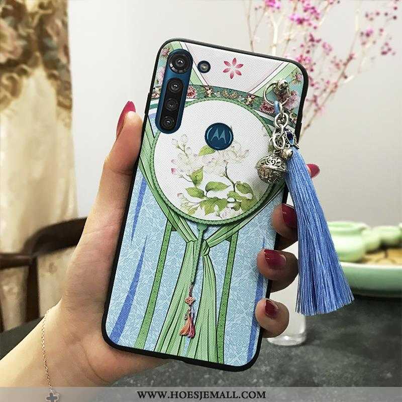 Hoesje Moto G8 Power Vintage Bescherming Wind Mobiele Telefoon Paleis Kwasten Ondersteuning Rood