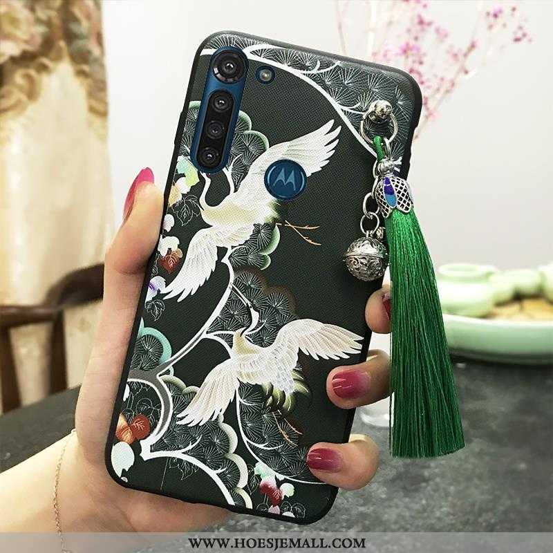 Hoesje Moto G8 Power Vintage Bescherming Wind Mobiele Telefoon Paleis Kwasten Ondersteuning Rood