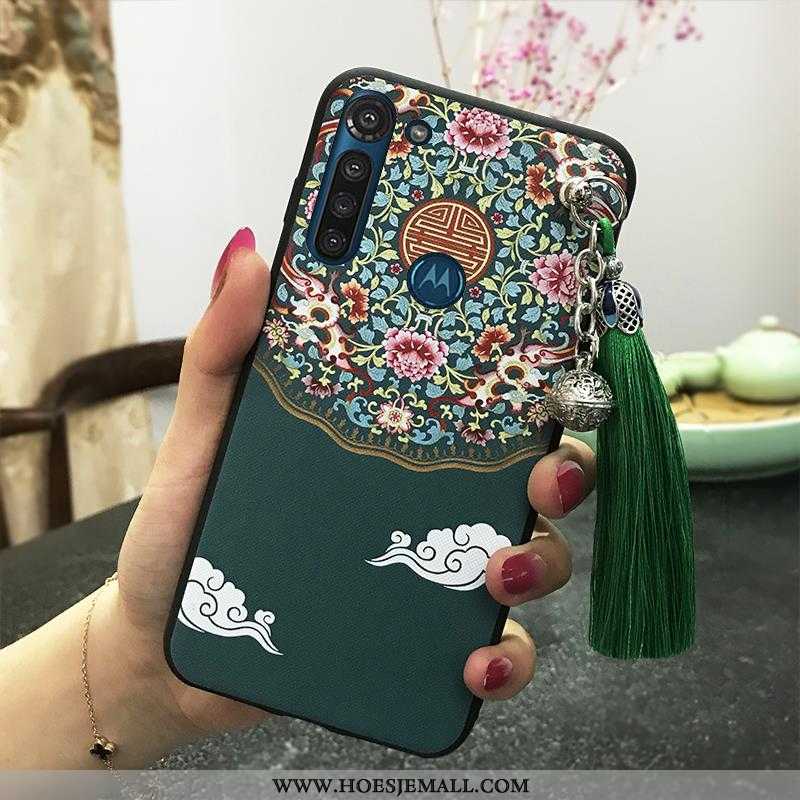 Hoesje Moto G8 Power Vintage Bescherming Wind Mobiele Telefoon Paleis Kwasten Ondersteuning Rood