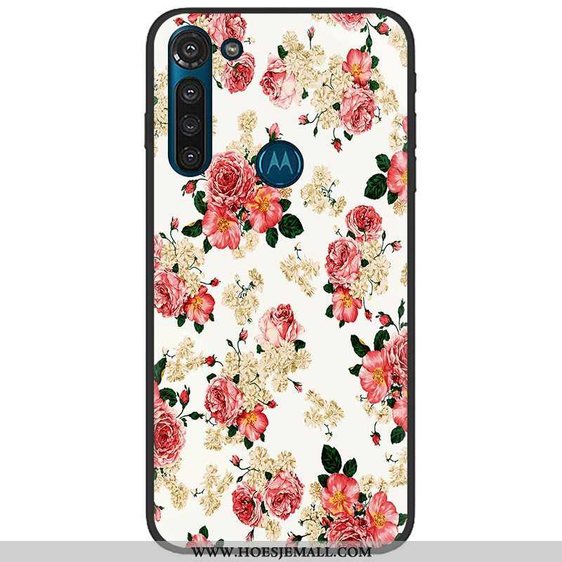 Hoes Moto G8 Power Trend Zacht Hoesje Mobiele Telefoon Doek Pu Roze