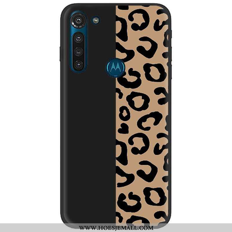 Hoes Moto G8 Power Trend Zacht Hoesje Mobiele Telefoon Doek Pu Roze