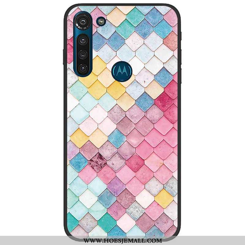 Hoes Moto G8 Power Trend Zacht Hoesje Mobiele Telefoon Doek Pu Roze