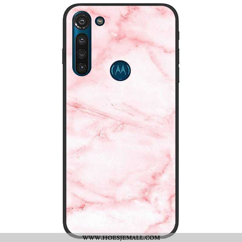 Hoes Moto G8 Power Trend Zacht Hoesje Mobiele Telefoon Doek Pu Roze