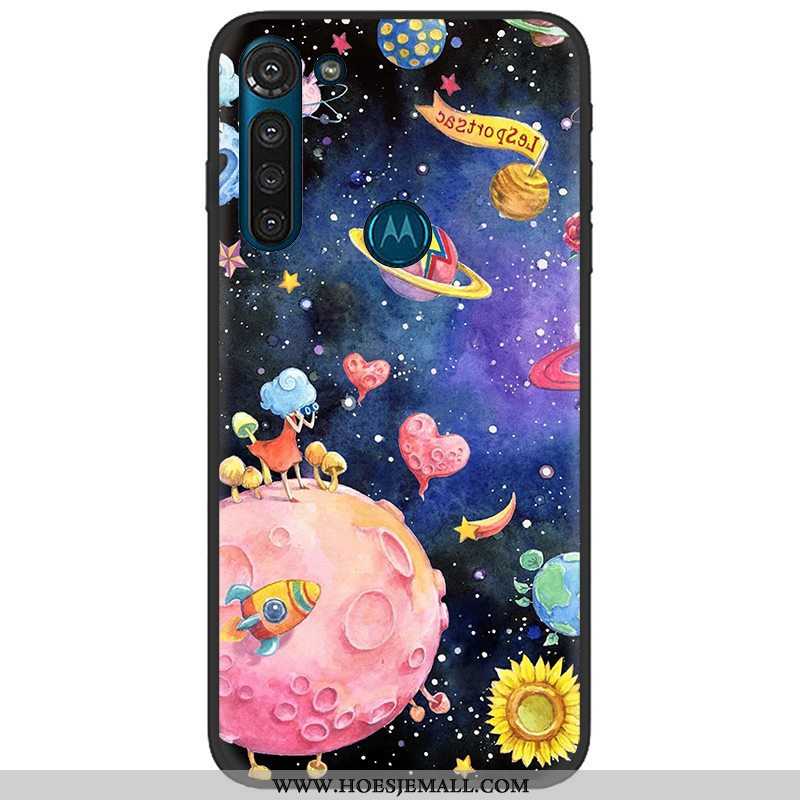 Hoes Moto G8 Power Trend Zacht Hoesje Mobiele Telefoon Doek Pu Roze