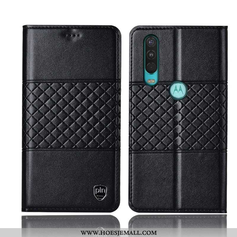 Hoesje Motorola One Action Bescherming Leren Geel Mobiele Telefoon Folio Anti-fall