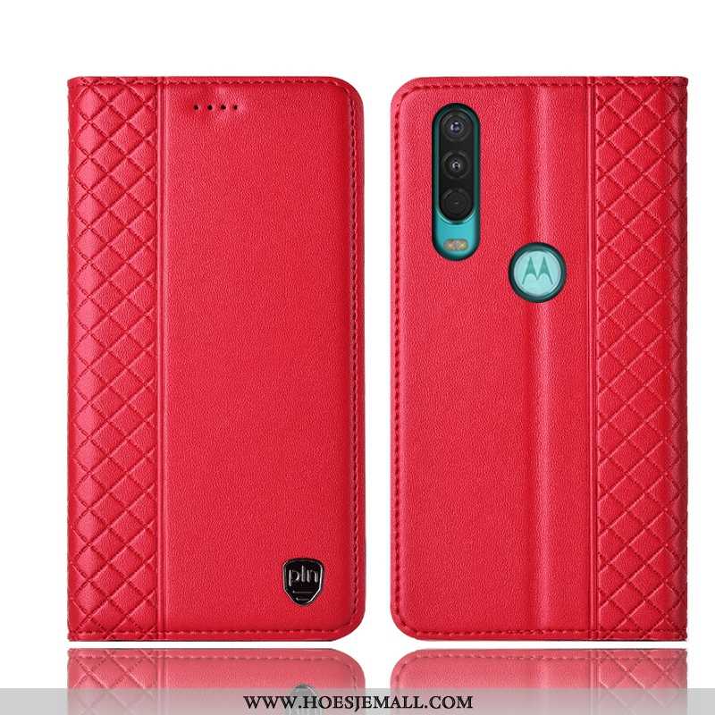 Hoesje Motorola One Action Leren Bescherming Folio Mobiele Telefoon Anti-fall All Inclusive Bruin