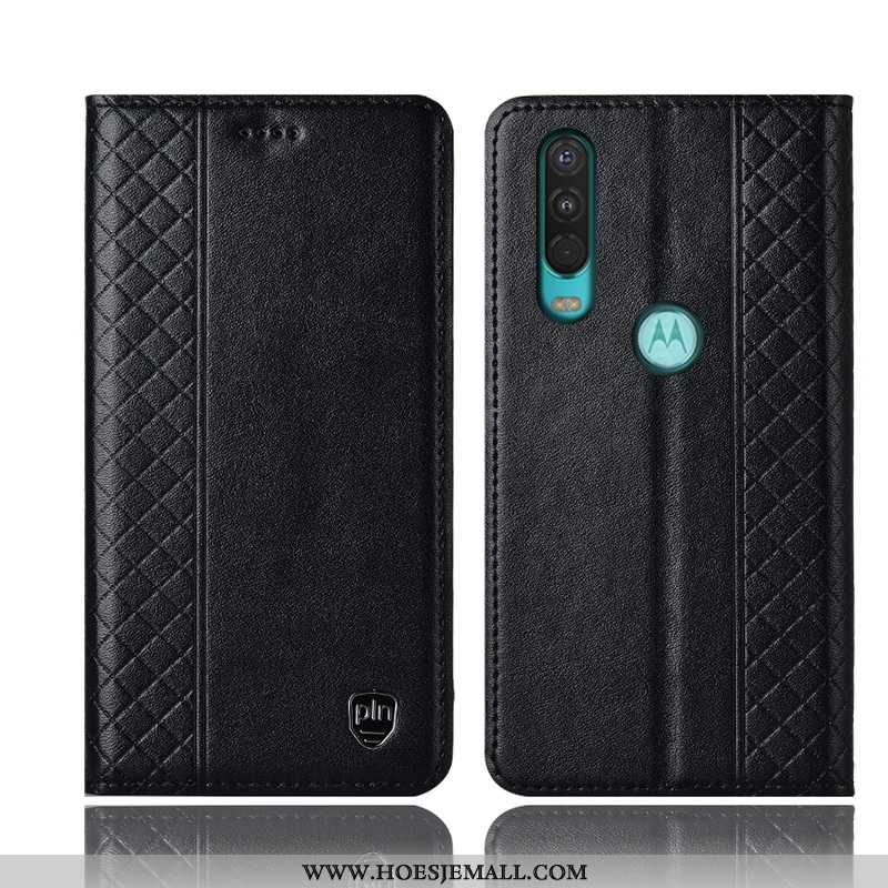 Hoesje Motorola One Action Leren Bescherming Folio Mobiele Telefoon Anti-fall All Inclusive Bruin