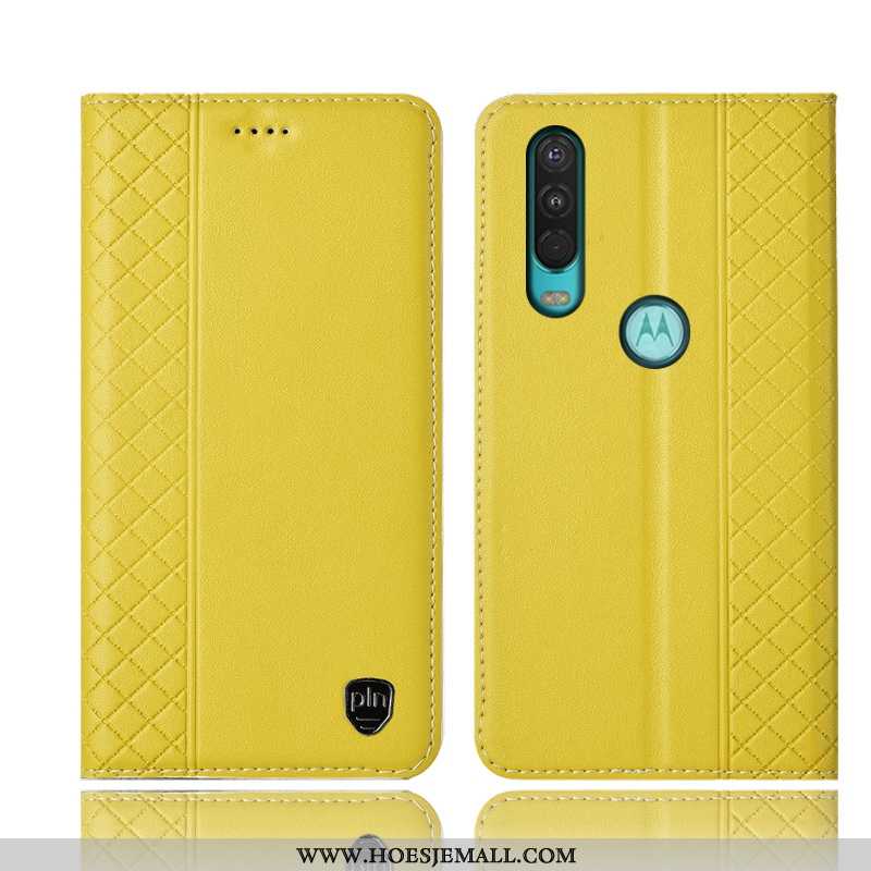 Hoesje Motorola One Action Leren Bescherming Folio Mobiele Telefoon Anti-fall All Inclusive Bruin