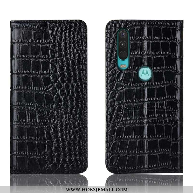 Hoes Motorola One Action Bescherming Leren Hoesje Mobiele Telefoon Anti-fall Folio All Inclusive Bru