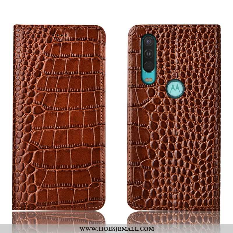 Hoes Motorola One Action Bescherming Leren Hoesje Mobiele Telefoon Anti-fall Folio All Inclusive Bru