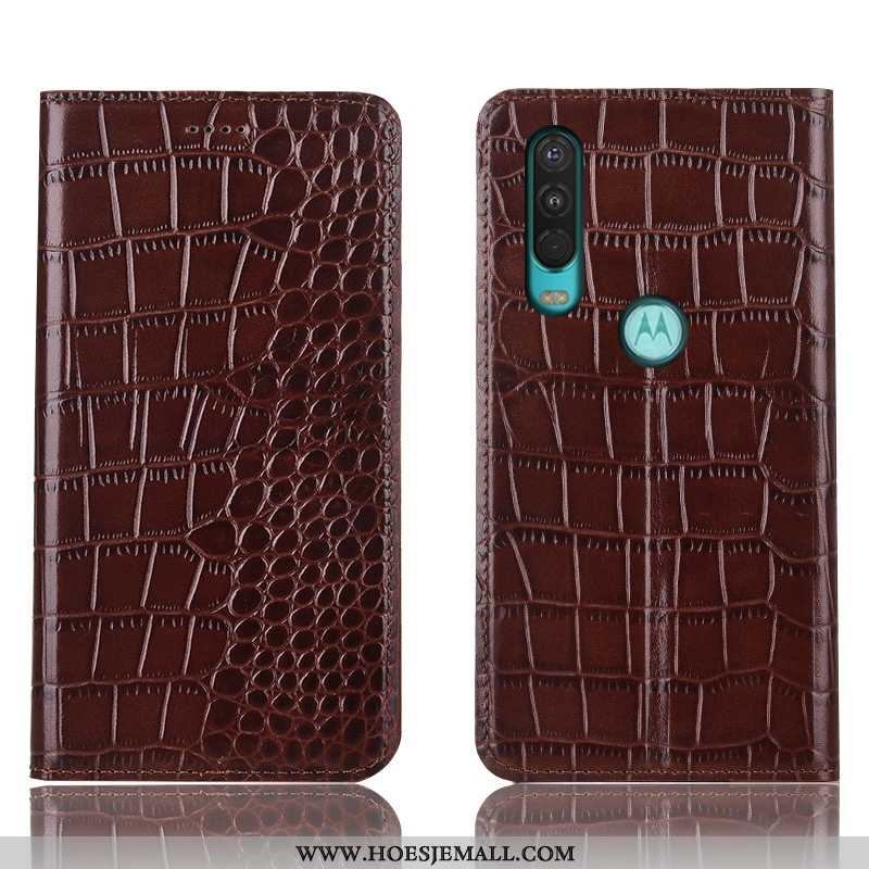 Hoes Motorola One Action Bescherming Leren Hoesje Mobiele Telefoon Anti-fall Folio All Inclusive Bru