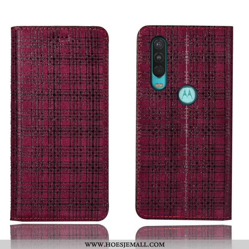 Hoesje Motorola One Action Leren Bescherming Mobiele Telefoon All Inclusive Anti-fall Folio Zwarte