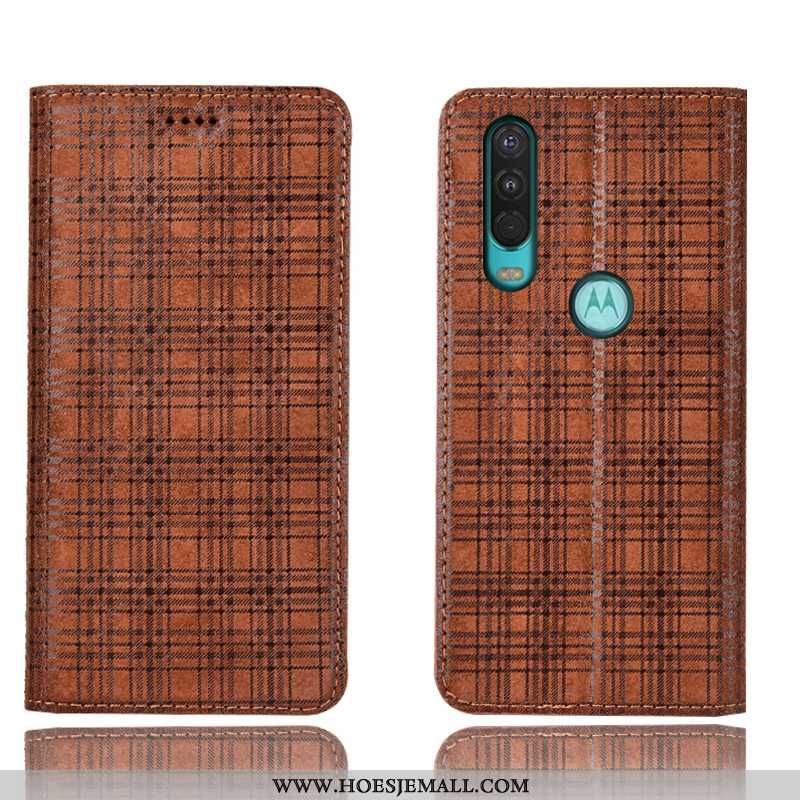 Hoesje Motorola One Action Leren Bescherming Mobiele Telefoon All Inclusive Anti-fall Folio Zwarte