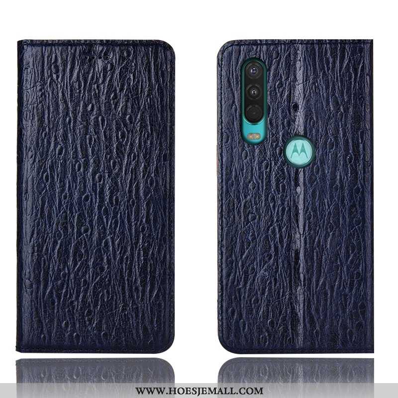 Hoesje Motorola One Action Bescherming Leren All Inclusive Mobiele Telefoon Vogel Rood