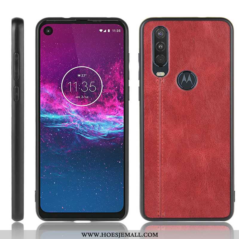 Hoesje Motorola One Action Bescherming Patroon Hoes Rood Hard Mobiele Telefoon