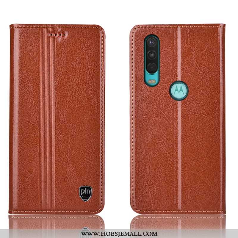 Hoesje Motorola One Action Bescherming Leren Mobiele Telefoon Hoes All Inclusive Anti-fall Rood