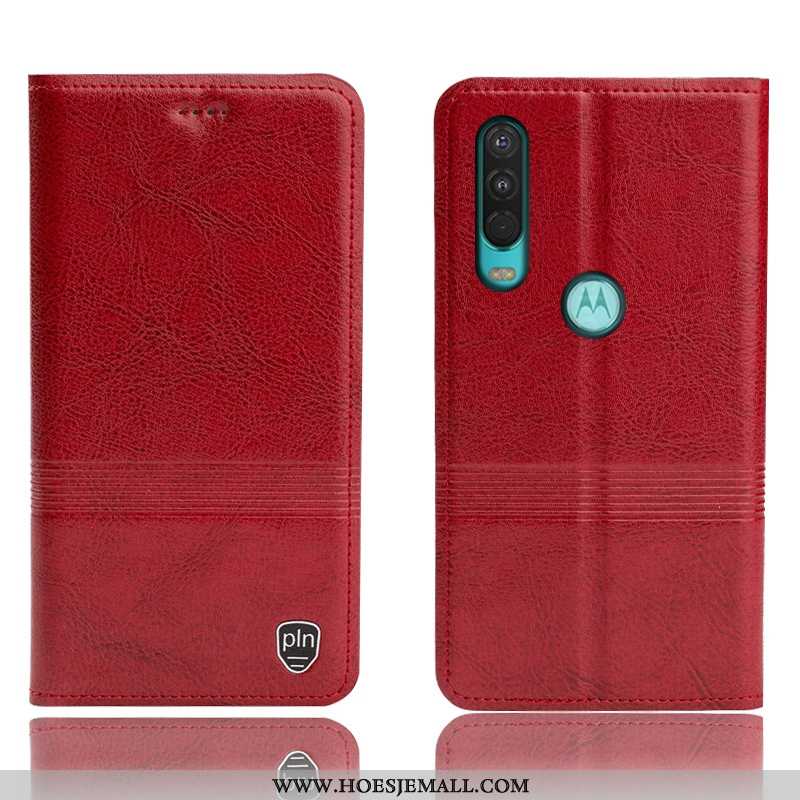 Hoes Motorola One Action Leren Hoesje Bescherming Folio Anti-fall Zwart Mobiele Telefoon Zwarte