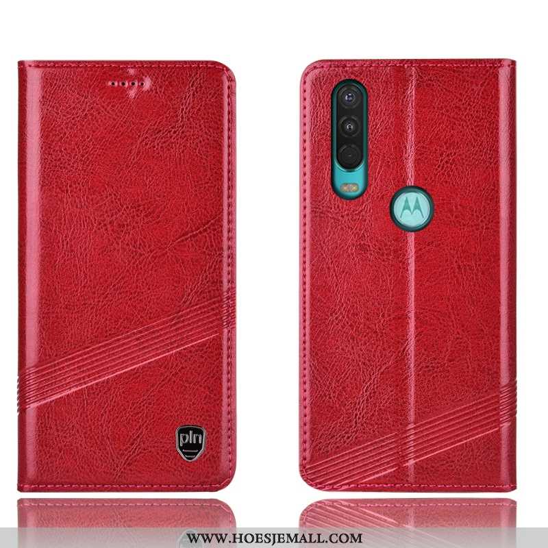 Hoes Motorola One Action Leren Hoesje Bescherming Anti-fall Folio All Inclusive Mobiele Telefoon Roo