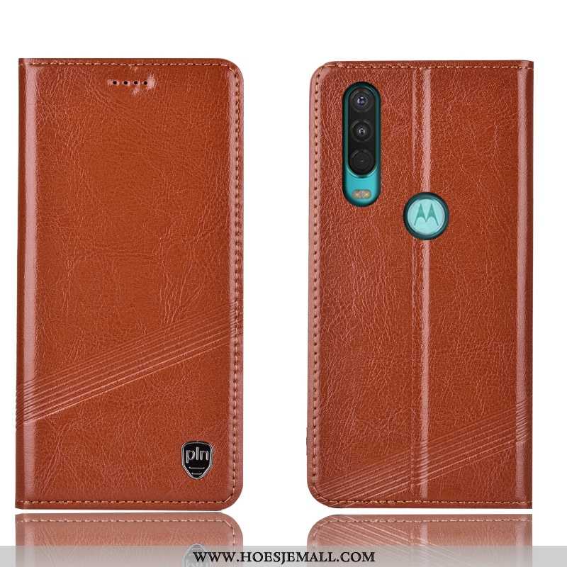 Hoes Motorola One Action Leren Hoesje Bescherming Anti-fall Folio All Inclusive Mobiele Telefoon Roo