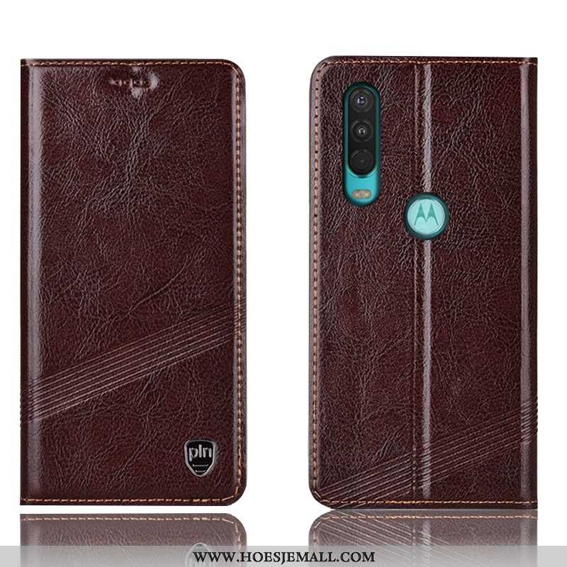 Hoes Motorola One Action Leren Hoesje Bescherming Anti-fall Folio All Inclusive Mobiele Telefoon Roo