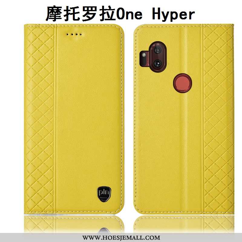 Hoes Motorola One Hyper Leren Hoesje Bescherming Anti-fall Folio Mobiele Telefoon Bruin